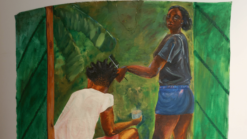 A colourful wall mural at the Dugdale Arts Centre