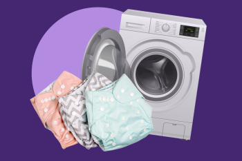 Three reusable nappies and a washing machine