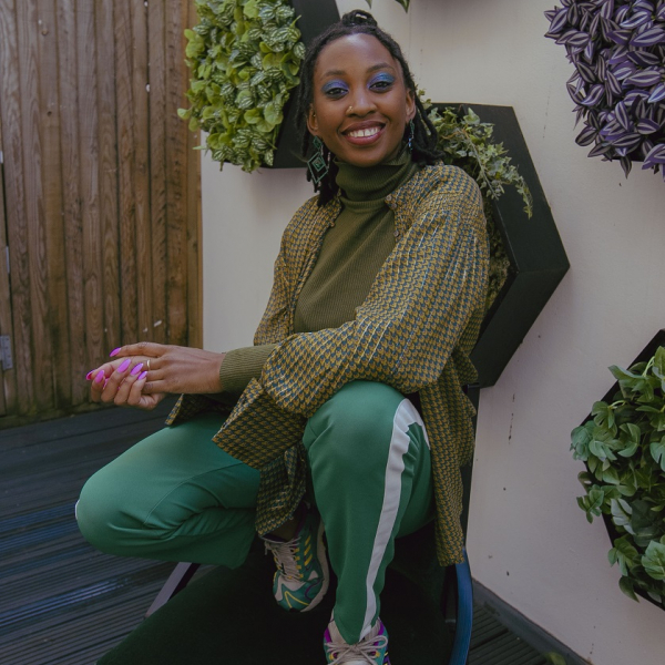 Khaki green shirt with bottle green/white stripe tracksuit bottoms