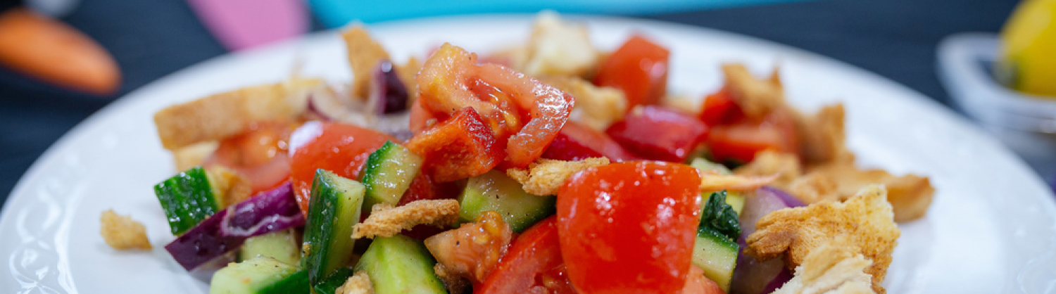 Plate of Panzanella salad