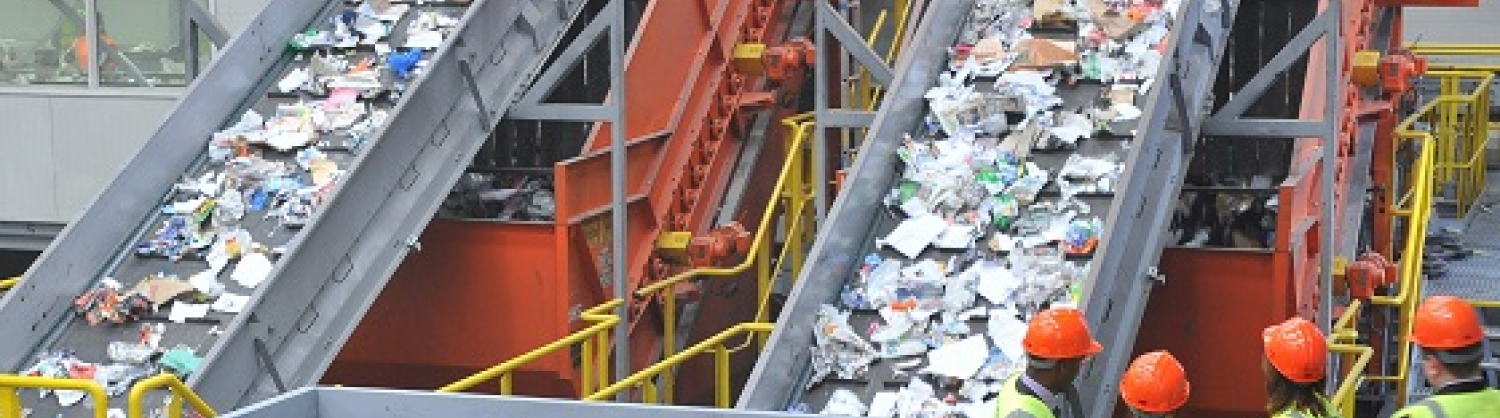 Close up of a material recycling facility