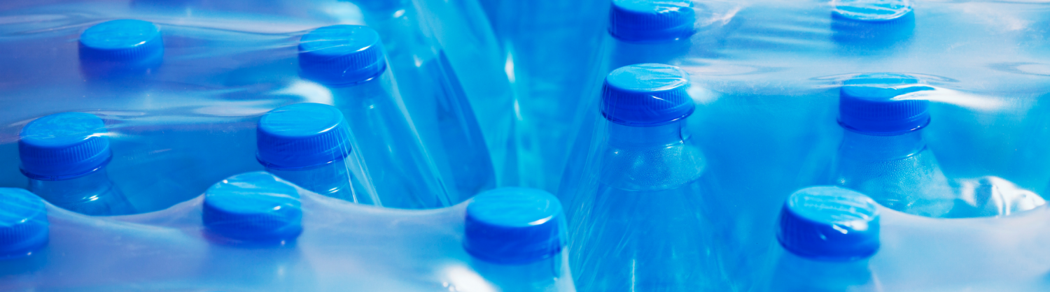 plastic bottles in plastic packaging
