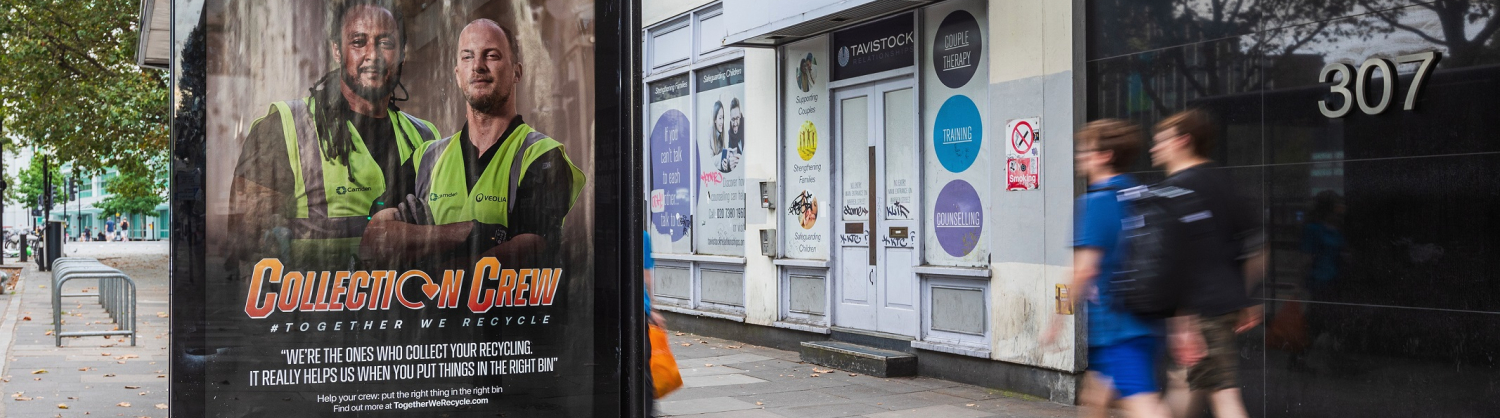 Outdoor advert of recycling crew