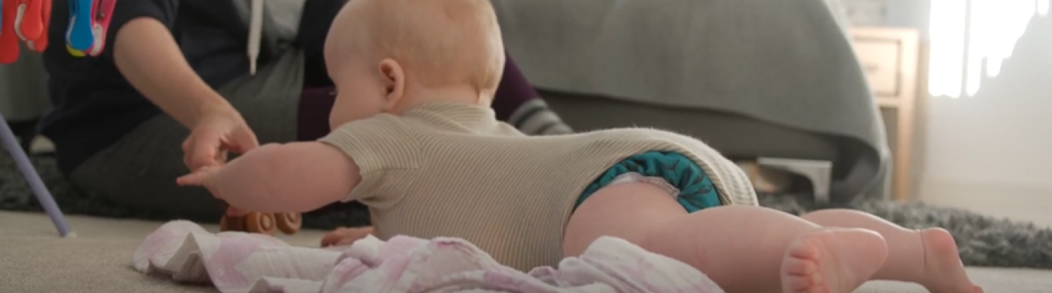 Baby in a reusable nappy