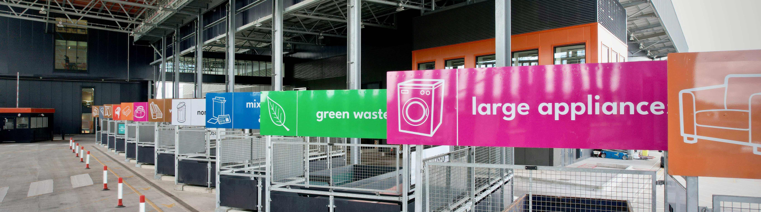 Edmonton EcoPark RRC interior with bin signage