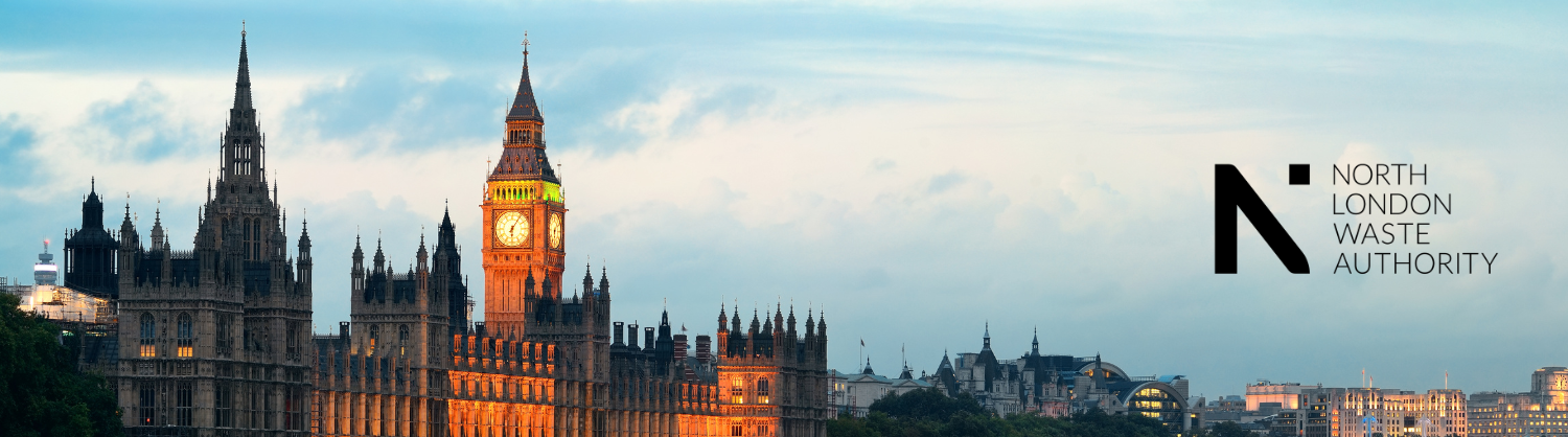 The NLWA logo superimposed over the houses of parliament