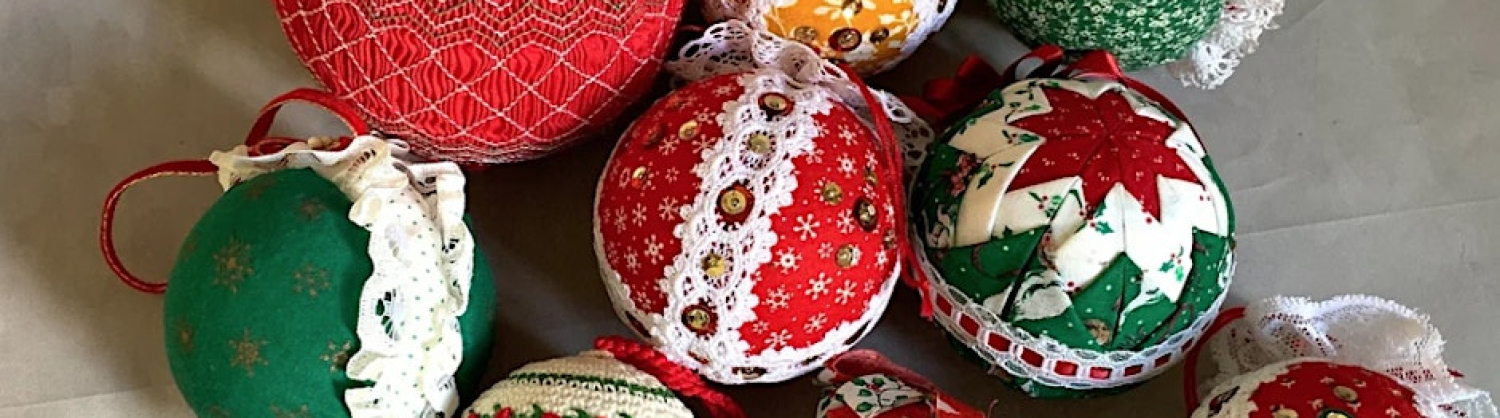 Textile baubles made at an upcycle workshop