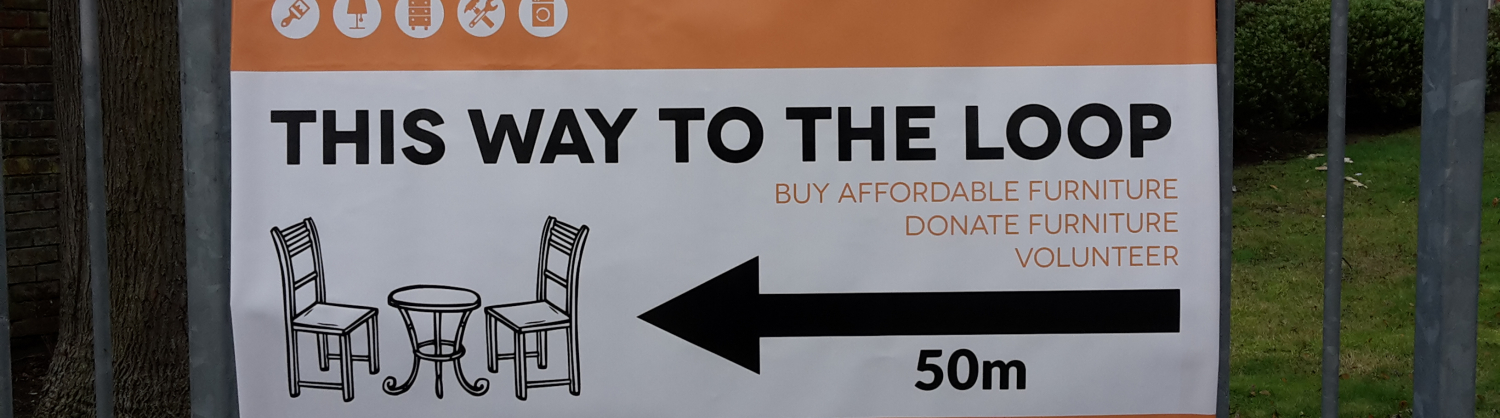 A sign to the LOOP shop as part of the project