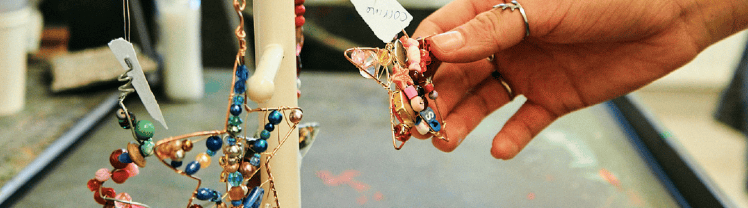 Close up of upcycled jewellery