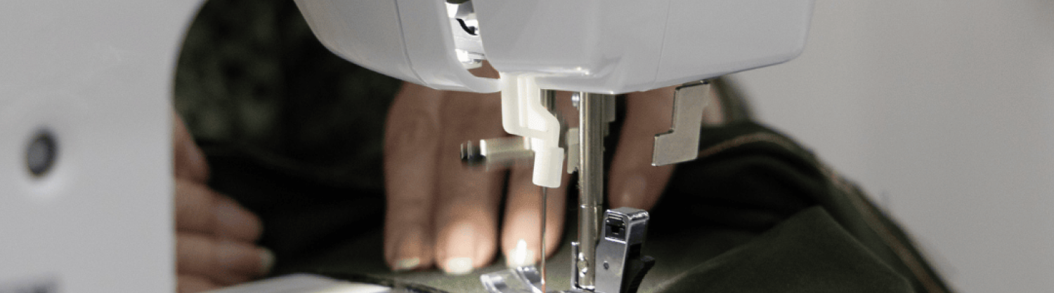 Close up of a sewing machine