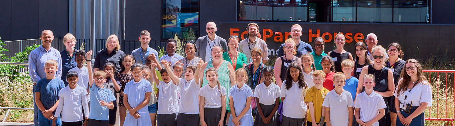 Group of students from the In the Know cohort 2024/25 celebrating their achievements at EcoPark House