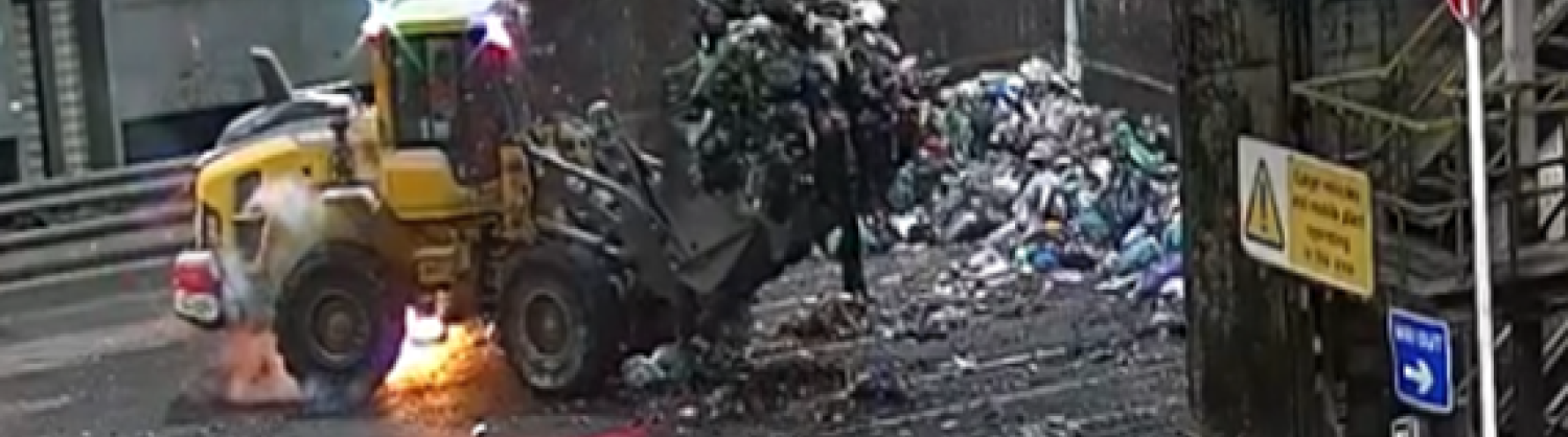 The moment a lithium-ion batter explodes at Hornsey Street Waste Transfer Station
