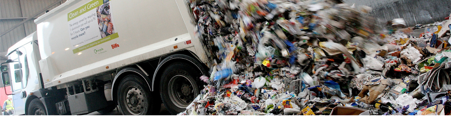lorry tipping out recycling