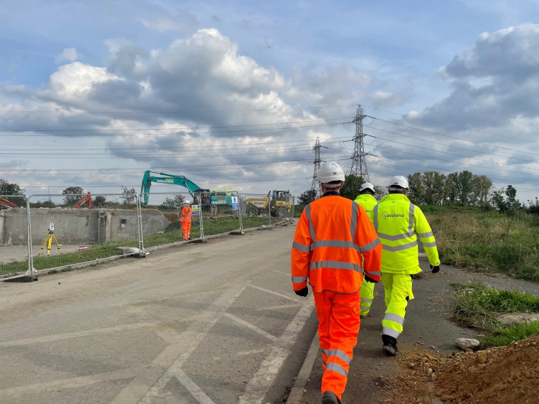 Construction staff for the new Energy Recovery Facility on site at Edmonton EcoPark in Enfield.