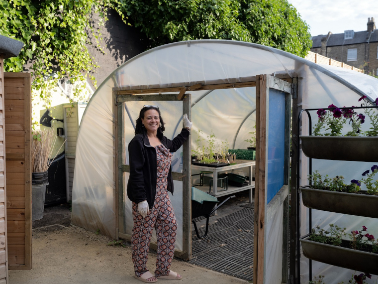 Michelle at the Octopus Community Plant Nursery on the Hollins and McCall Estate.