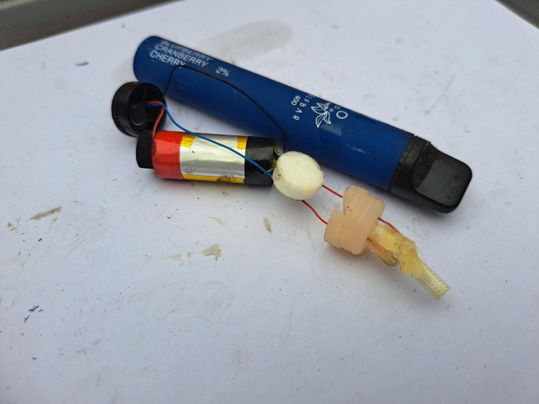 The inside of a disposable vape