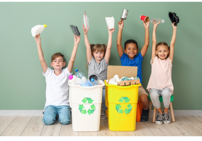 Children recycling