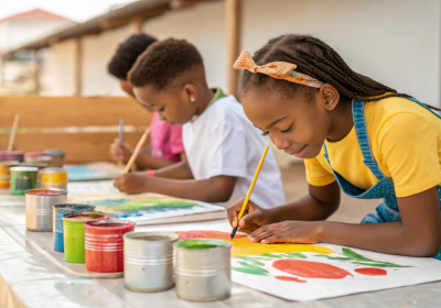 children painting