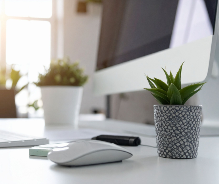Plants on an office desk