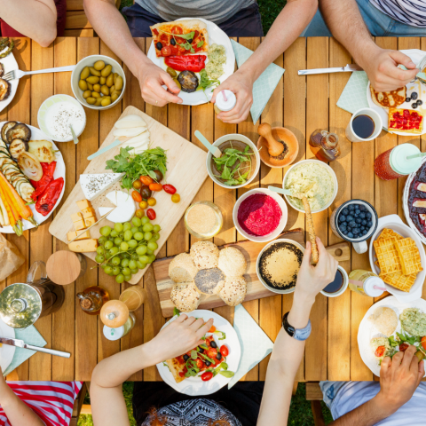 Friends sharing food