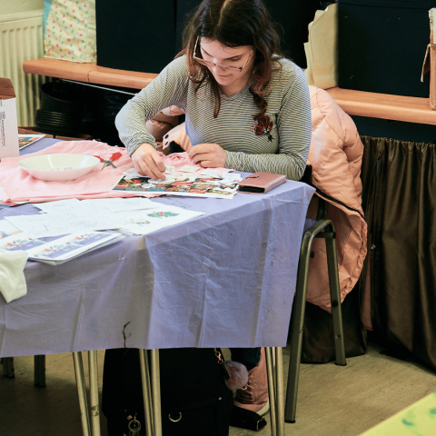 Attendee at a sewing class