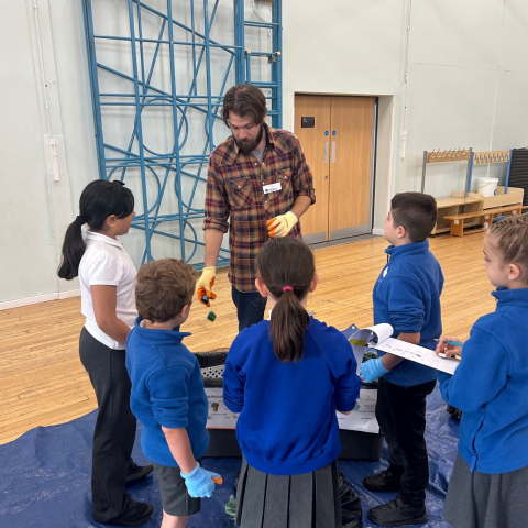 Monkfrith Primary School participating in a waste audit