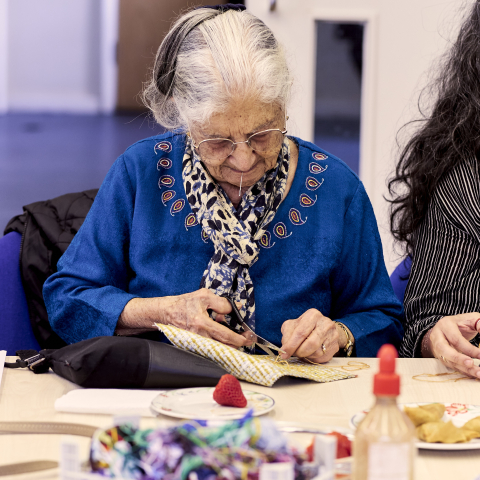 A woman sewing