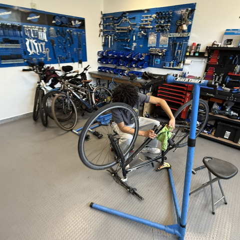 Bike being repaired