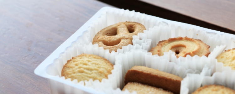 Butter biscuits in plastic tray 
