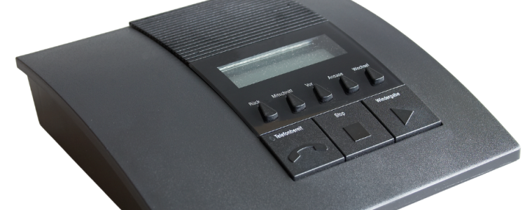 A black answering phone