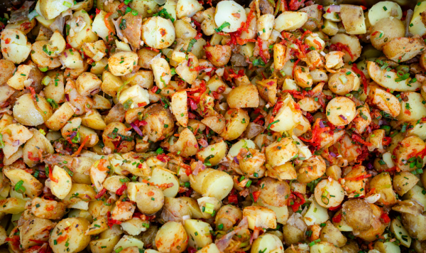 Tray of spicy roasted potatoes