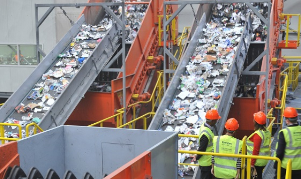 Close up of a material recycling facility