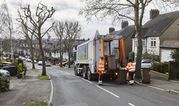 Recycling vehicle in north London
