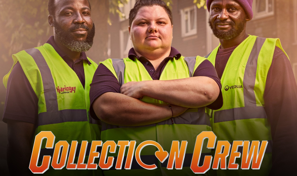 Recycling collection crew looking like superheroes with Collection Crew logo